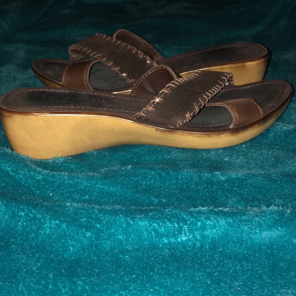 Leather and suede chocolate brown sandals - Picture 2 of 2